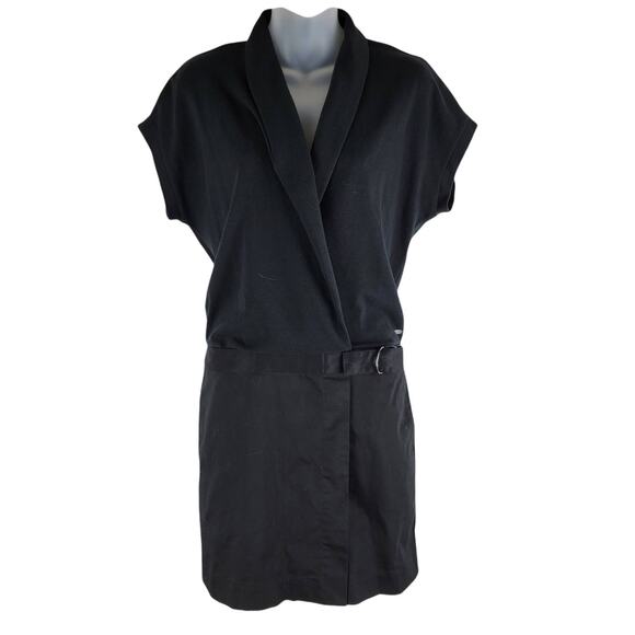 NEW Lacoste Wrap Dress Short Sleeve Black Logo Size 36 (XS) - Picture 1 of 6
